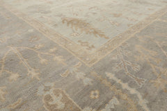 Multi Size Mint Gray Ivory Color Hand Knotted Oushak Wool Traditional Oriental Rug