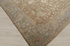 Multi Size Blue Gray Ivory Color Hand Knotted Oushak Wool Traditional Oriental Rug