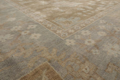 Multi Size Blue Gray Ivory Color Hand Knotted Oushak Wool Traditional Oriental Rug