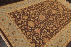 6x9 Brown, Aqua, Beige Color Hand Knotted 100% Wool Traditional Oriental Rug
