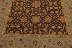 6x9 Brown, Aqua, Beige Color Hand Knotted 100% Wool Traditional Oriental Rug