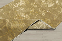 3x12 Tone on Tone Green, , Color Hand Knotted Tibetan Wool & Silk Transitional Oriental Rug
