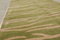2'6x10 Lime, Tan, Color Hand Knotted Tibetan Wool Modern & Contemporary Oriental Rug