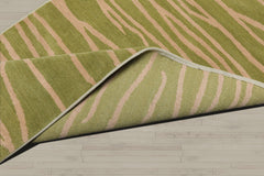 2'6x10 Lime, Tan, Color Hand Knotted Tibetan Wool Modern & Contemporary Oriental Rug