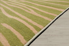 2'6x10 Lime, Tan, Color Hand Knotted Tibetan Wool Modern & Contemporary Oriental Rug
