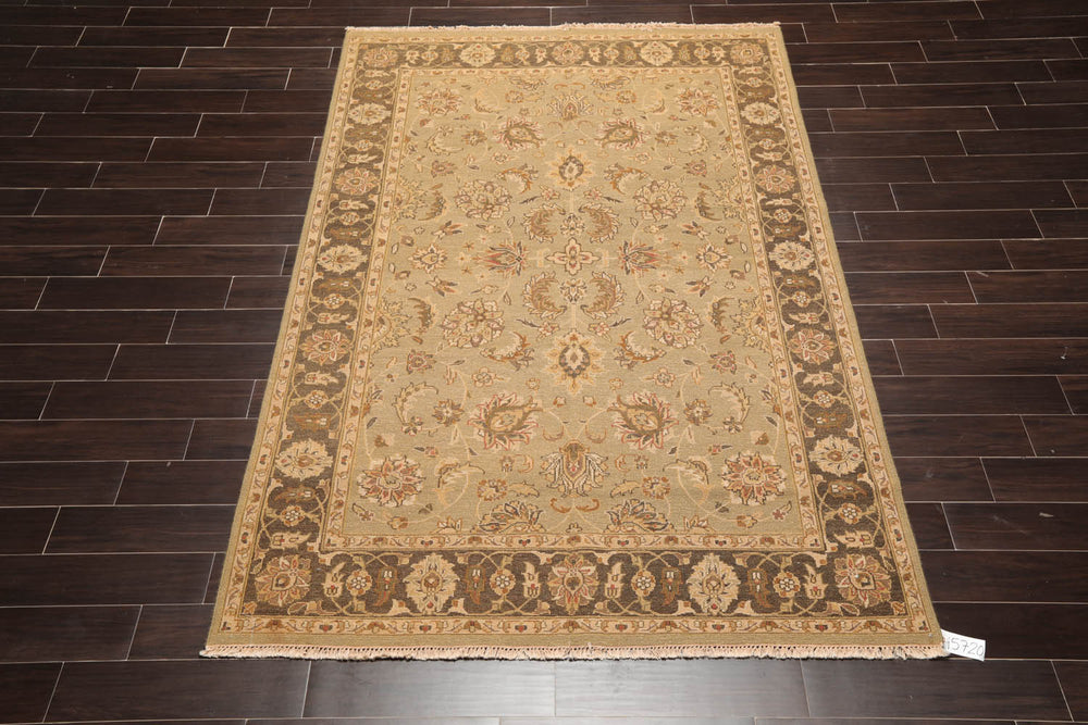 6x9 Champaign, Gray, Brown Color Hand Knotted 100% Wool Traditional Oriental Rug