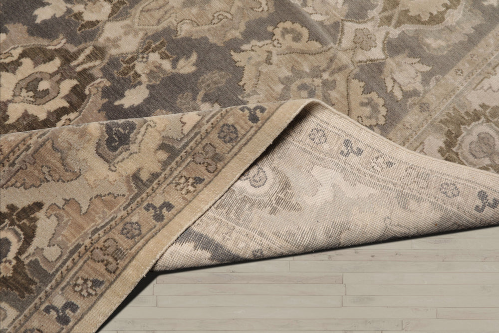 8x11 Gray, Beige, Brown Color Hand Knotted Oushak Wool Traditional Oriental Rug