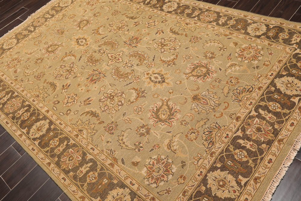6x9 Champaign, Gray, Brown Color Hand Knotted 100% Wool Traditional Oriental Rug