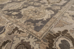 8x11 Gray, Beige, Brown Color Hand Knotted Oushak Wool Traditional Oriental Rug
