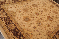 9x12 Tan, Brown, Beige Color Hand Knotted Agra 100% Wool Traditional Oriental Rug