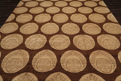 9x12 Olive, Beige, Brown Color Hand Knotted 100% Wool Transitional Oriental Rug