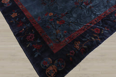 10x14 Navy, Plum, Peach Color Hand Knotted 100% Wool Traditional Oriental Rug