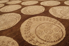 9x12 Olive, Beige, Brown Color Hand Knotted 100% Wool Transitional Oriental Rug