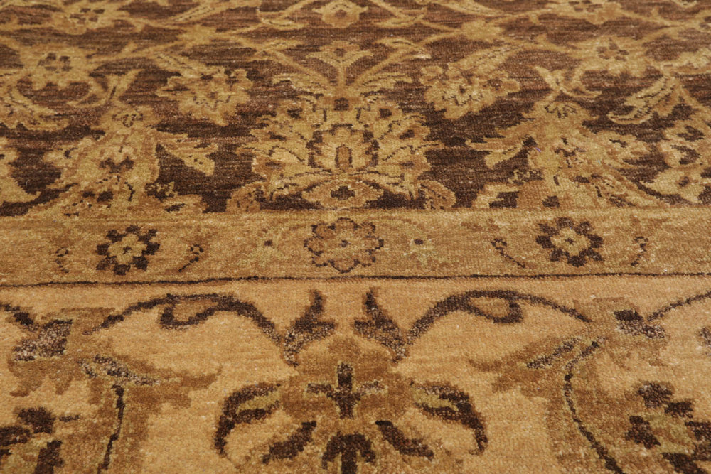 9x12 Brown, Tan, Sage Color Hand Knotted 100% Wool Traditional Oriental Rug
