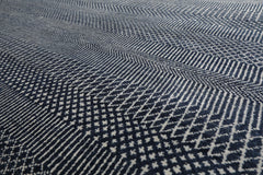Knotted Rug Blue Hand Knotted 9'1''x12'2" Contemporary Tibetan wool and Silk Oriental Area Rug