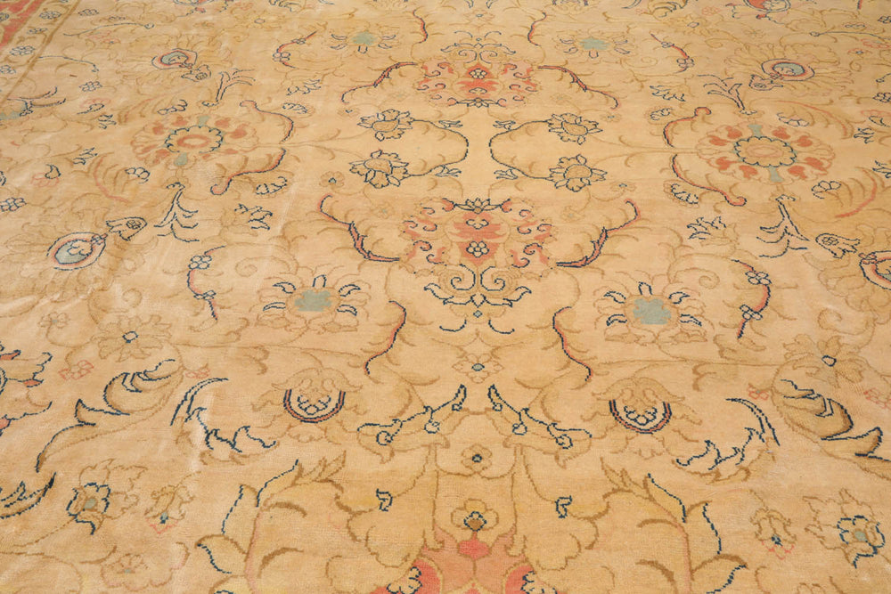 Palace Beige, Blush, Navy Color Hand Knotted 100% Wool Traditional Oriental Rug