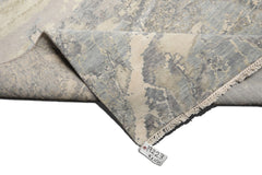 Knotted Rug Ivory Hand Knotted 9'x11'11" Modern Tibetan wool and Silk Oriental Area Rug