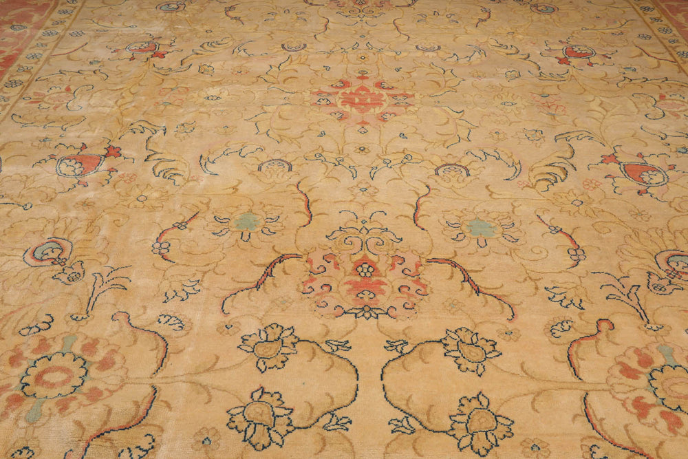 Palace Beige, Blush, Navy Color Hand Knotted 100% Wool Traditional Oriental Rug