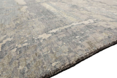 Knotted Rug Ivory Hand Knotted 9'x11'11" Modern Tibetan wool and Silk Oriental Area Rug