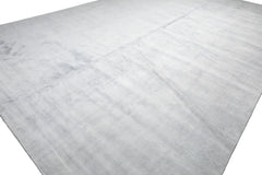 Knotted Rug Gray Hand Knotted 13'7''x18'5" Modern Tibetan 100% silk Oriental Area Rug