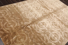 6x9 Tan, Taupe, Color Hand Knotted 100% Wool Transitional Oriental Rug