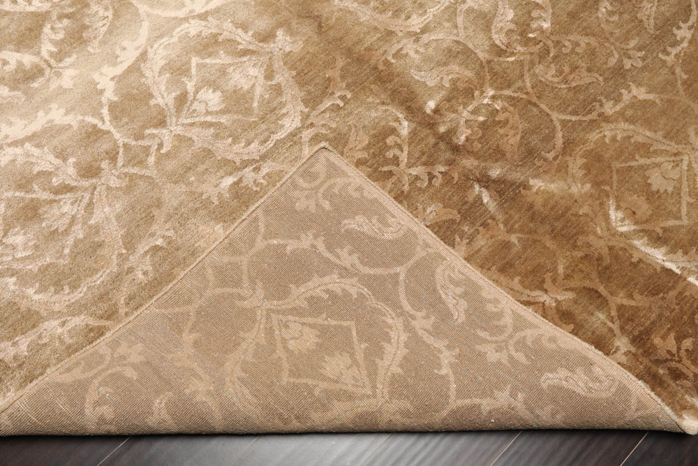 6x9 Tan, Taupe, Color Hand Knotted 100% Wool Transitional Oriental Rug