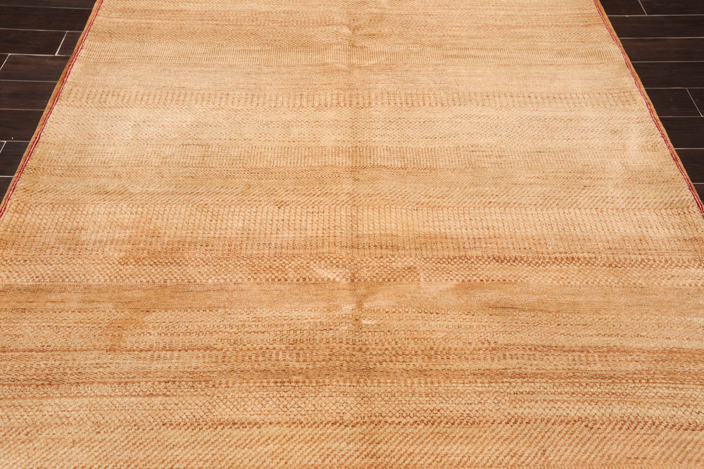 6x9 Brown, Tan, Red Color Hand Knotted 100% Wool Modern Oriental Rug