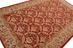 Knotted Rug Rust Hand Knotted 6'x9'6" Traditional Classic European 200 KPSI Wool Oriental Area Rug