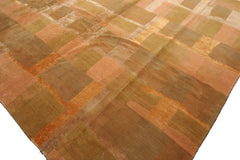 Knotted Rug Rose Hand Knotted 9'9''x13'10" Traditional Tibetan Wool and Silk Oriental Area Rug