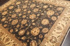 8x10 Gray, Warm Beige, Brown Color Hand Knotted Chobi Peshawar 100% Wool Traditional Oriental Rug