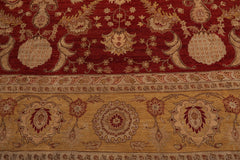 Knotted Rug Rusty Red Hand Knotted 12'5''x18' Traditional Peshawar 200 KPSI Peshawar Wool Oriental Area Rug