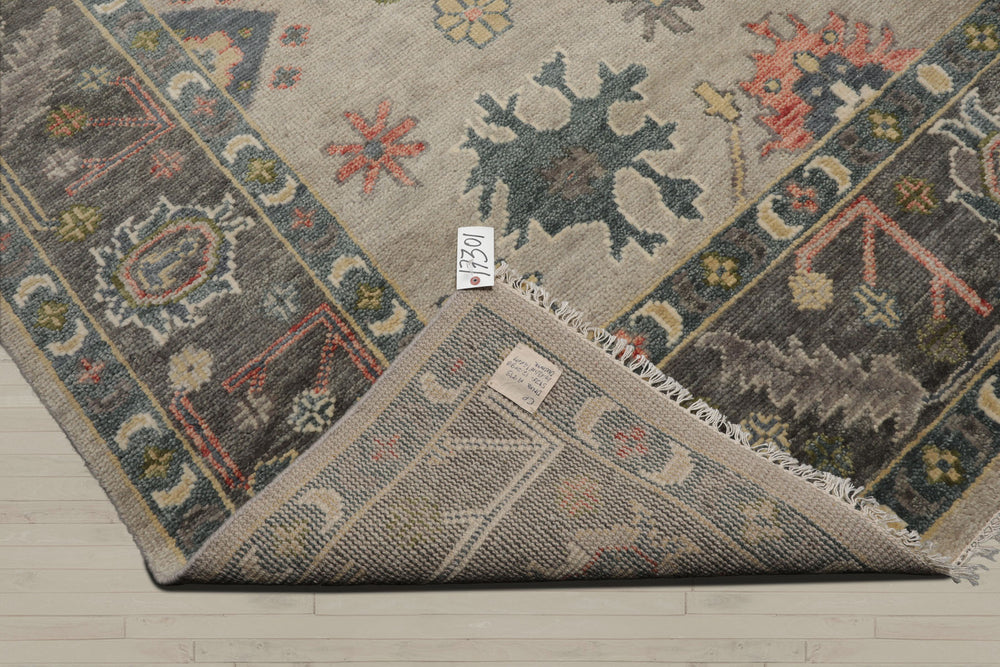 Multi Size Gray Beige Teal Color Hand Knotted Oushak Wool Traditional Oriental Rug