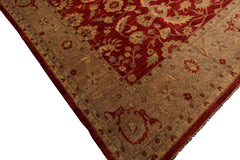 Knotted Rug Red Hand Knotted 12'x15'9" Traditional Peshawar Mahal 200 KPSI Peshawar Mahal Wool Oriental Area Rug