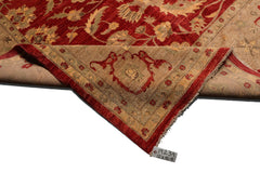Knotted Rug Red Hand Knotted 12'x15'9" Traditional Peshawar Mahal 200 KPSI Peshawar Mahal Wool Oriental Area Rug
