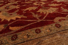 Knotted Rug Red Hand Knotted 12'x15'9" Traditional Peshawar Mahal 200 KPSI Peshawar Mahal Wool Oriental Area Rug