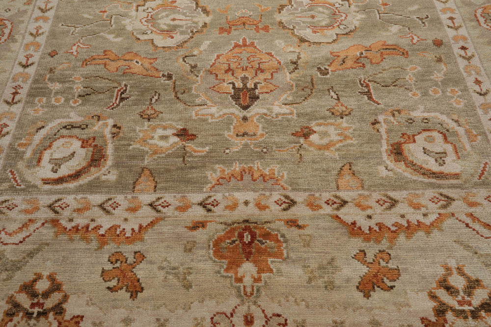 Multi Size Beige Peach Brown Color Hand Knotted Oushak Wool Traditional Oriental Rug