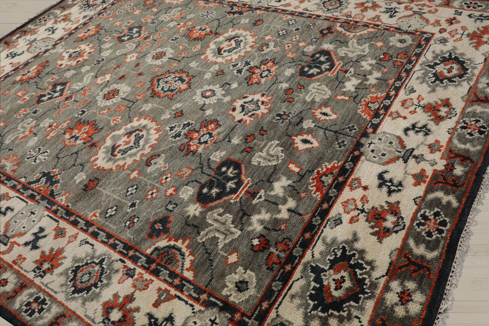 8x10 Gray, Beige, Burnt Orange Color Hand Knotted 100% Wool Traditional Oriental Rug