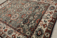 8x10 Gray, Beige, Burnt Orange Color Hand Knotted 100% Wool Traditional Oriental Rug