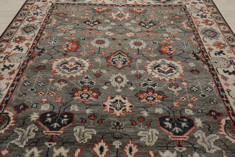 8x10 Gray, Beige, Burnt Orange Color Hand Knotted 100% Wool Traditional Oriental Rug