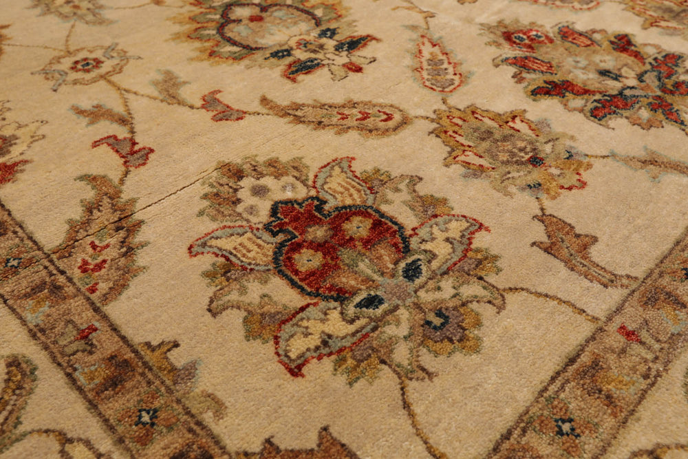 6x9 Beige, Tan, Rust Color Hand Knotted Agra 100% Wool Traditional Oriental Rug