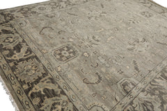 Multi Size Gray Beige Moss Color Hand Knotted Oushak Wool Traditional Oriental Rug
