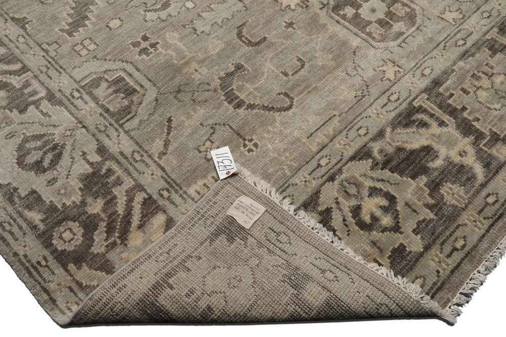 Multi Size Gray Beige Moss Color Hand Knotted Oushak Wool Traditional Oriental Rug