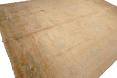 Knotted Rug Beige Hand Knotted 9'7''x13'7" Traditional Oushak Wool Oriental Area Rug