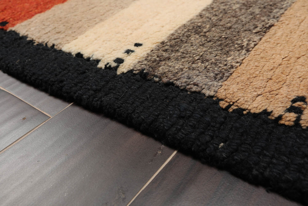 2x3 Beige, Black, Gray Color Hand Knotted 100% Wool Transitional Oriental Rug