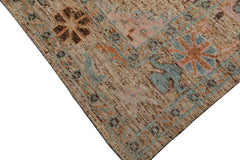 Multi Size Beige Blush Aqua Color Hand Knotted Oushak Wool Transitional Oriental Rug