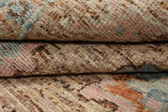 Multi Size Beige Blush Aqua Color Hand Knotted Oushak Wool Transitional Oriental Rug