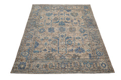 Multi Size Beige Oatmeal Gray Color Hand Knotted Oushak Wool Transitional Oriental Rug