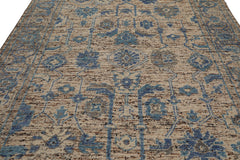 Multi Size Beige Oatmeal Gray Color Hand Knotted Oushak Wool Transitional Oriental Rug