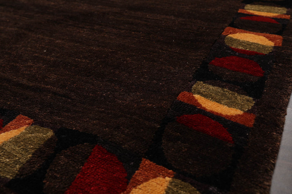 3x5 Chocolate, Red, Gold Color Hand Knotted 100% Wool Transitional Oriental Rug