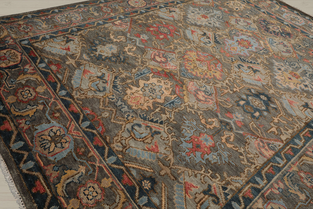 Multi Size Gray Gray Teal Color Hand Knotted Oushak Wool Traditional Oriental Rug